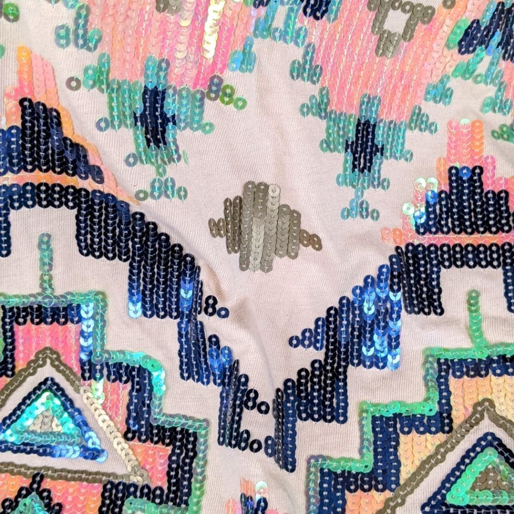 Express Aztec Sequin Embellished Fully Lined Mini Skirt - Picture 4 of 14
